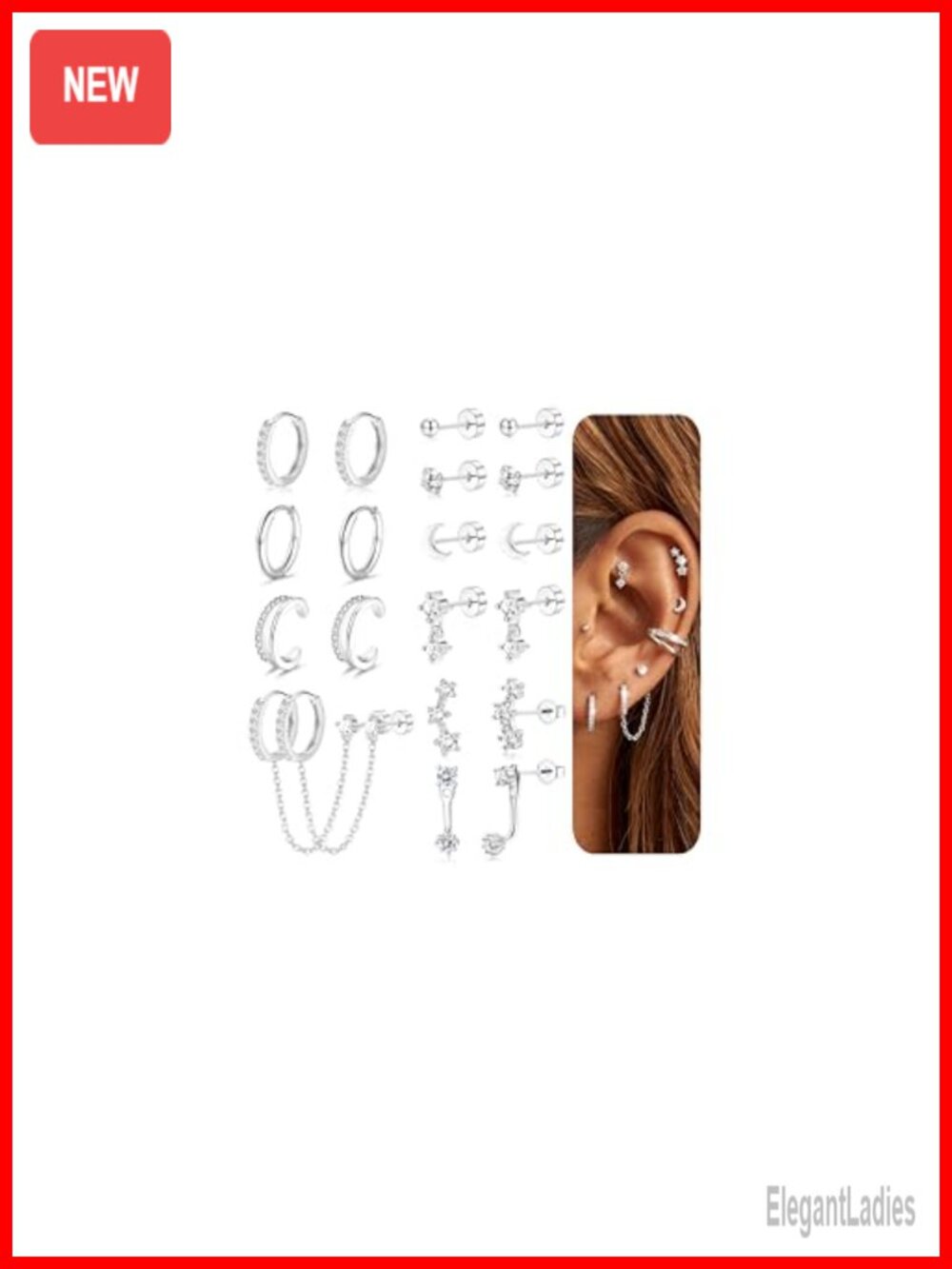 14K Gold Plated Earring Set Hypoallergenic Surgical Steel Cartilage Studs